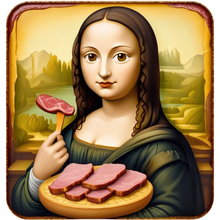 surreal style art mona lisa SPAM MEAT painting  emoji