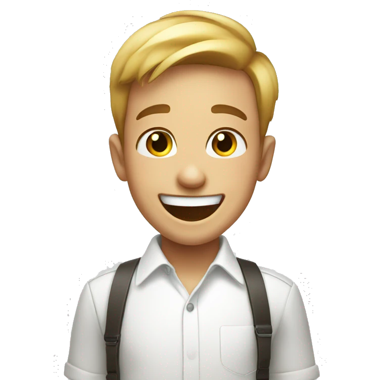 smiling boy in white shirt laughing emoji