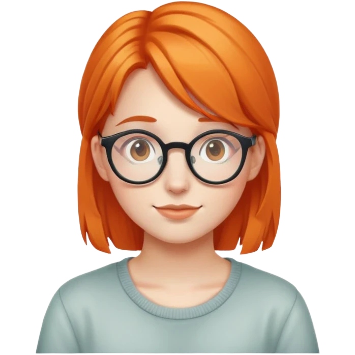 orangehaired shy nerd girl with round glasses emoji