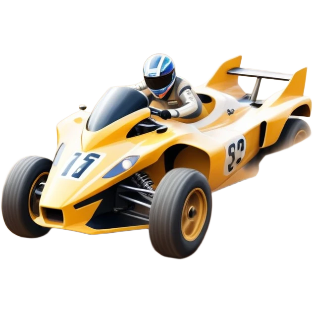 A high-speed racing car or motorcycle zooming down a track, leaving a trail of dust and excitement. The scene conveys energy and adrenaline, with blurred motion showing the speed and precision of motorsport, set against a dynamic racing track backdrop. emoji