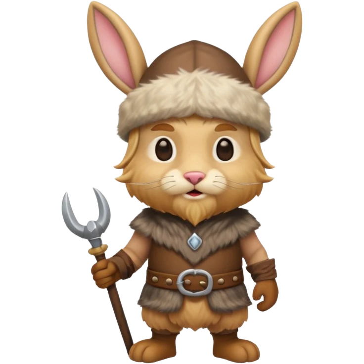 a cartoon Viking fully body rabbit with horned cap emoji