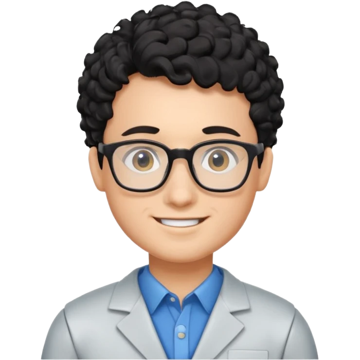 a boy robotics teacher, with black curly short hair, wearing glasses emoji