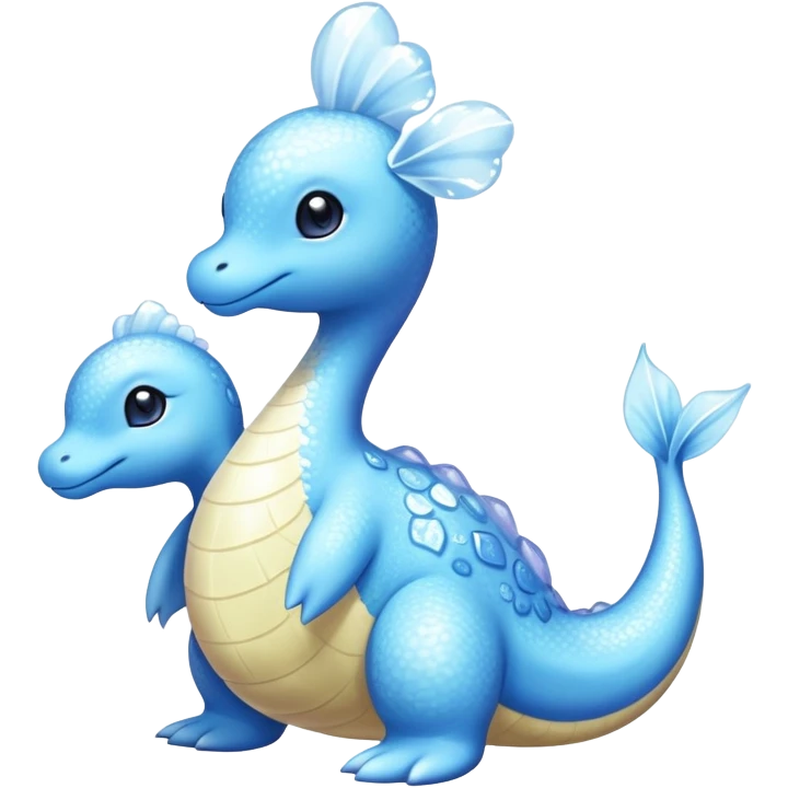 Shiny Exotic Colorful Ethereal Sparkly Lapras-Flaaffy-Amaura-Aurorus-Fakémon-hybrid-creature (full body)  emoji