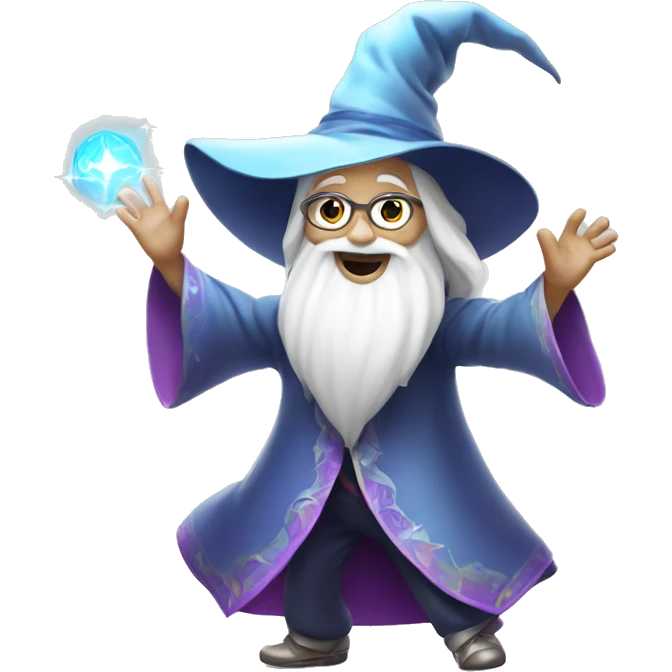 a kawaii old white wizard dancing disco emoji