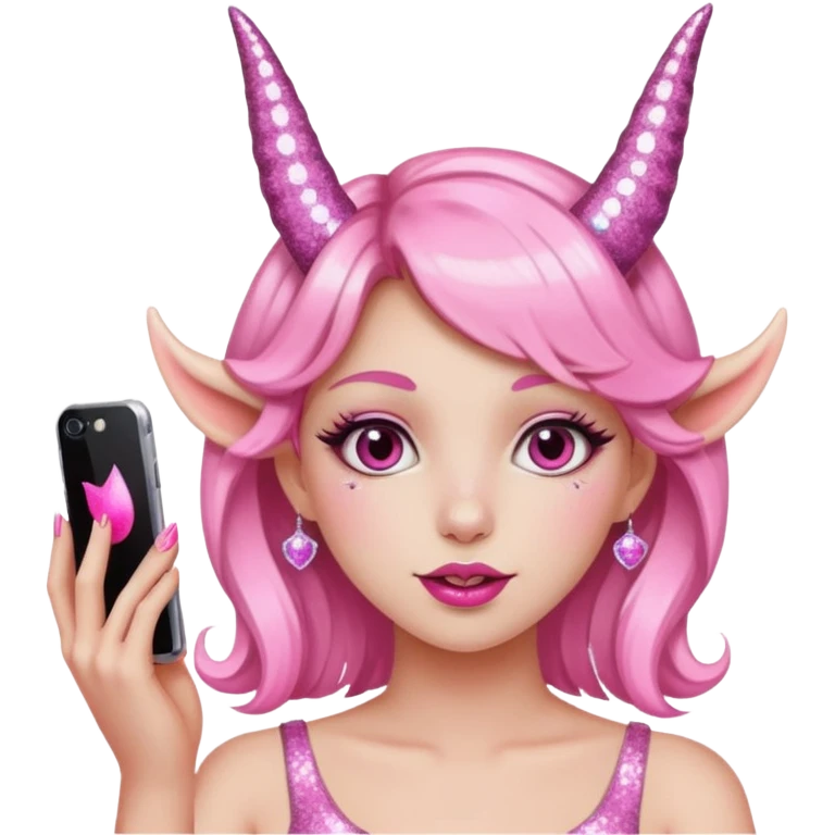 glitter pink girl naughty selfie glitter pink horns emoji