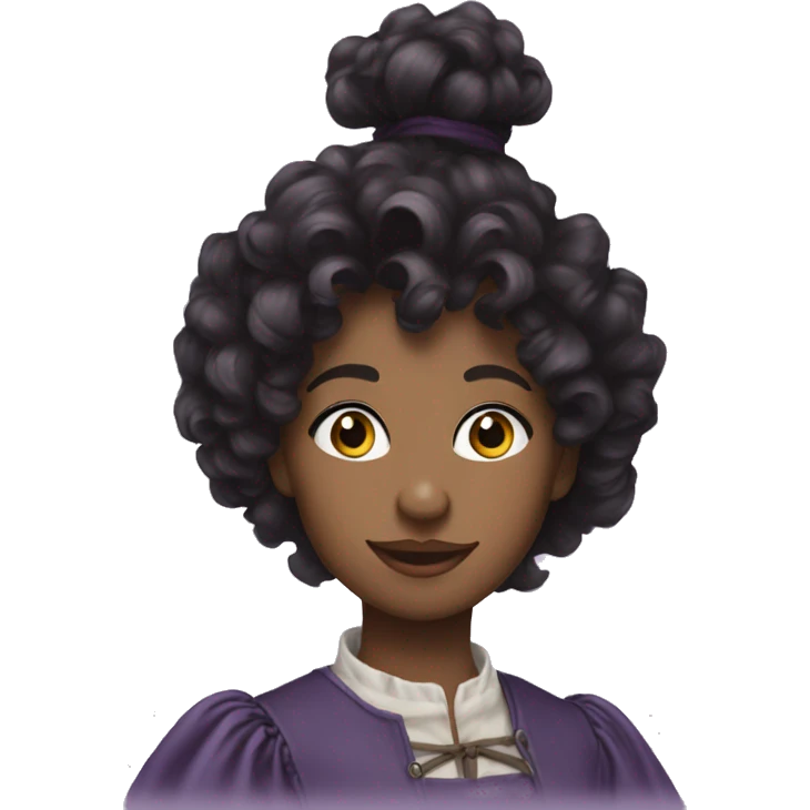 Three musketeers dark black women lilac curly hair emoji