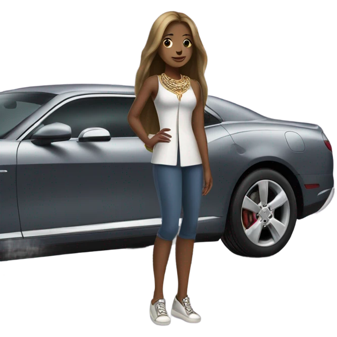 girl with car and jewelry emoji
