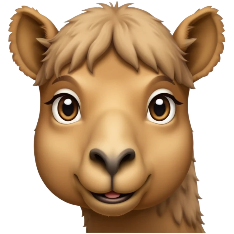 A sweet young male camel with big eyes, soft fur, and a calm, friendly look. emoji