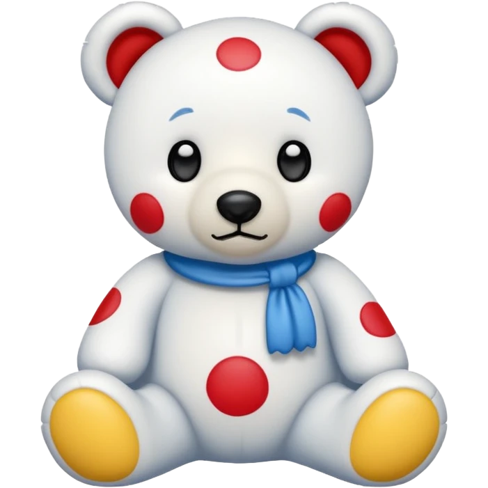White teddy bear with blue, red and yellow spots emoji