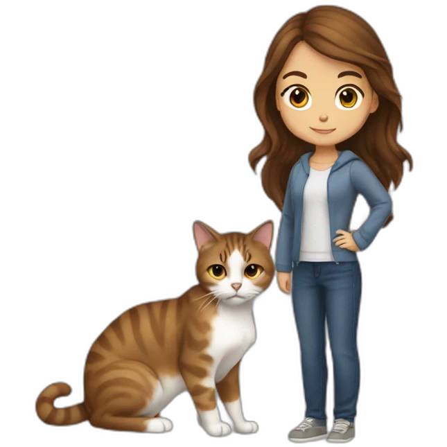 Litil girl whit brown hair taking a cat emoji