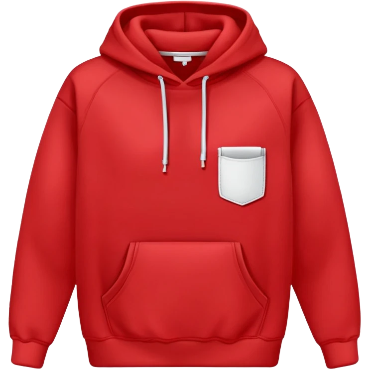 Red hoodie with drawstring and front pocket emoji