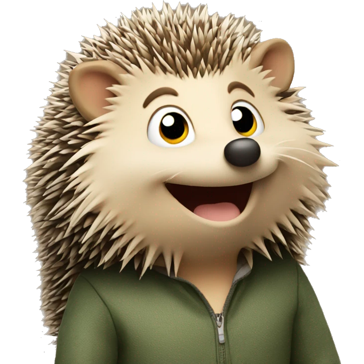 The hedgehog is smiling at full height emoji