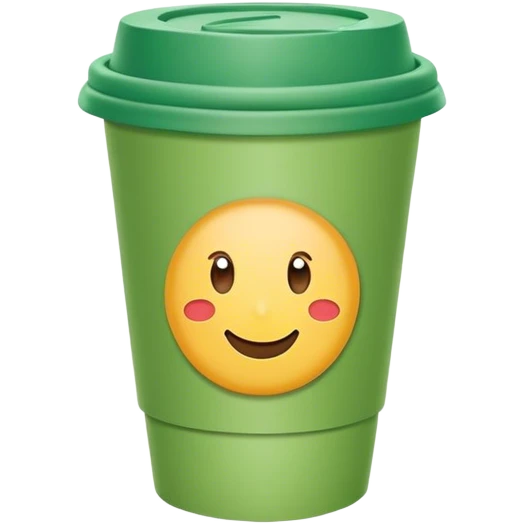 green paper small cup with plastic lid on too emoji