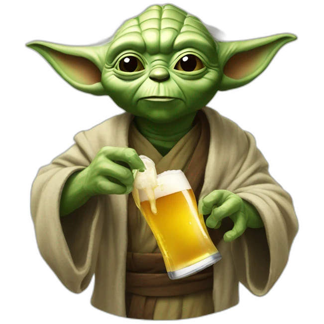 yoda drink a botlle of beer emoji