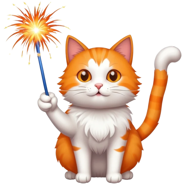 Cat fires firework emoji