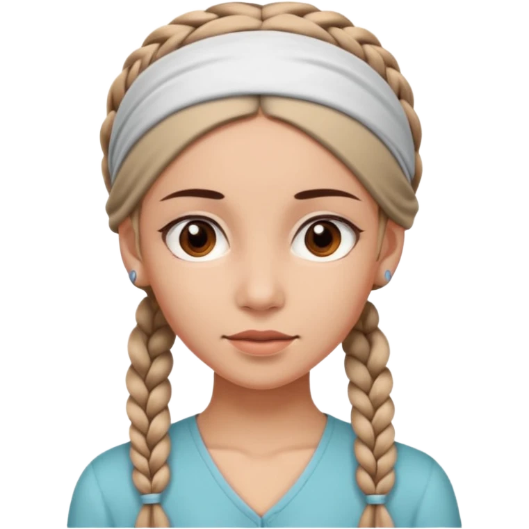big lose braided woman face wiith big visible braids and mono color headband on head emoji