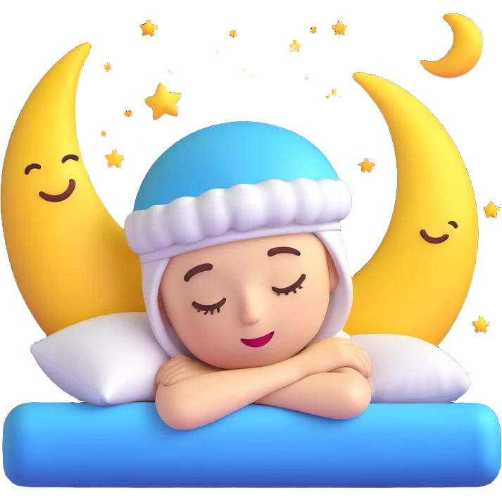 sleepy moon wearing a nightcap 3D emoji style emoji