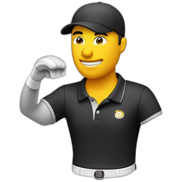 Golfeur polo noir boit une bière emoji