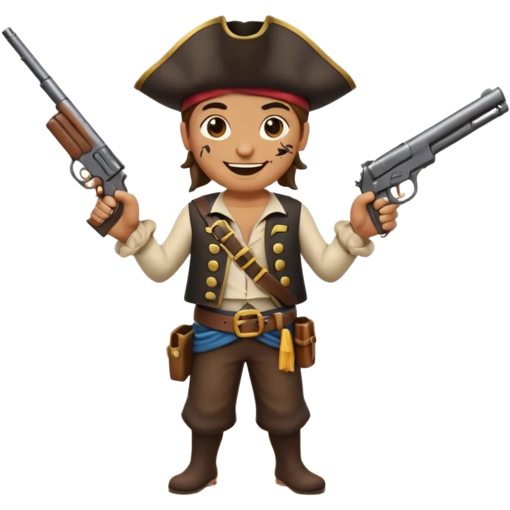Pirates emoji holding gun and standing on shore  emoji