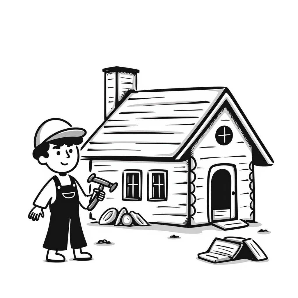 under construction log house emoji