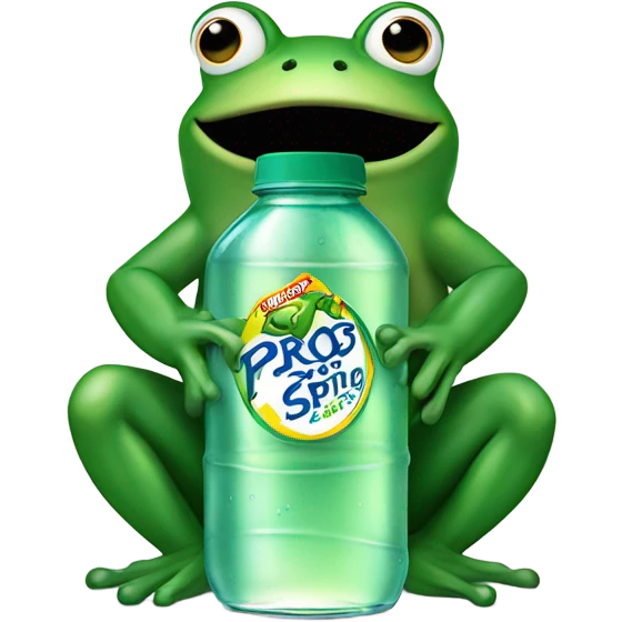 Frog on a poland spring water bottle emoji