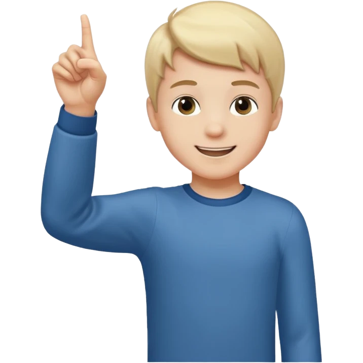 A boy poitning at someone next to him. Full body. Arm straight. emoji