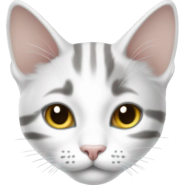 White cat with a gray tabby  emoji