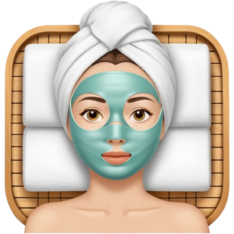 Lady with face mask spa beauty full face relaxing emoji