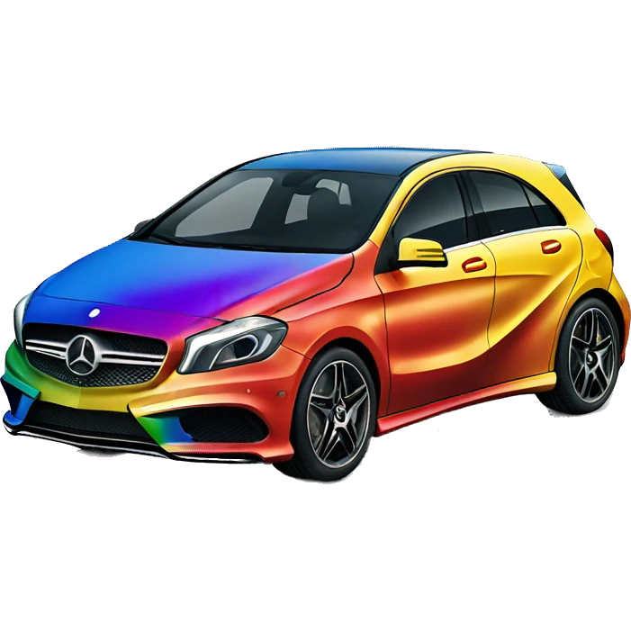 Please make the color of a Mercedes Benz a rainbow color emoji