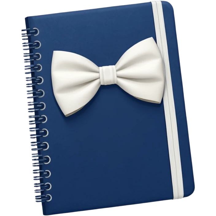 Navy blue notebook with a white bow on it emoji