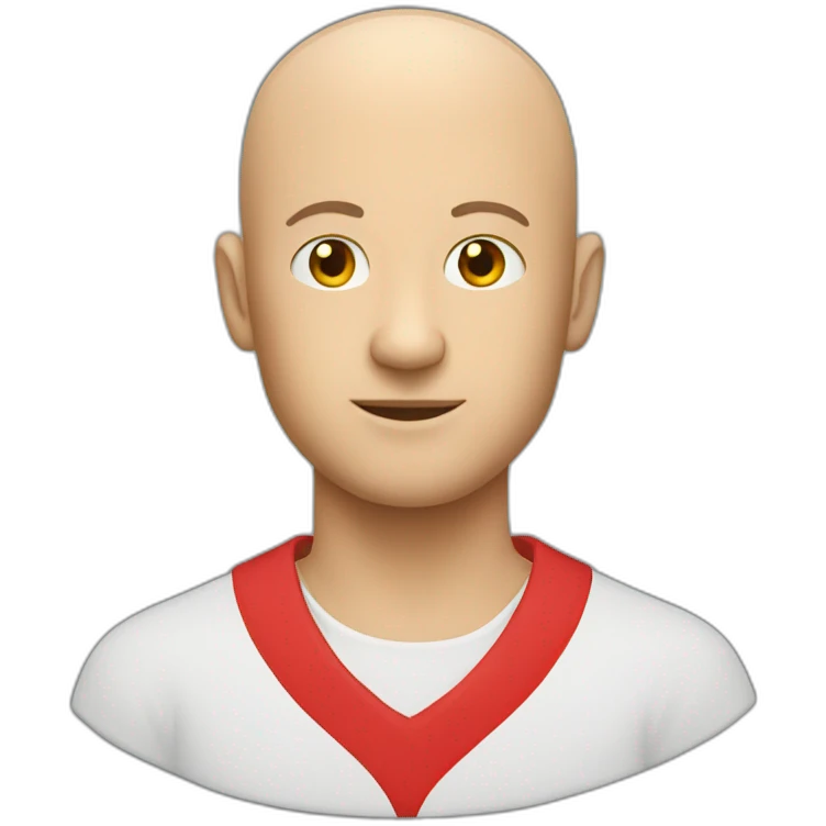 Un homme bald en polo rouge emoji