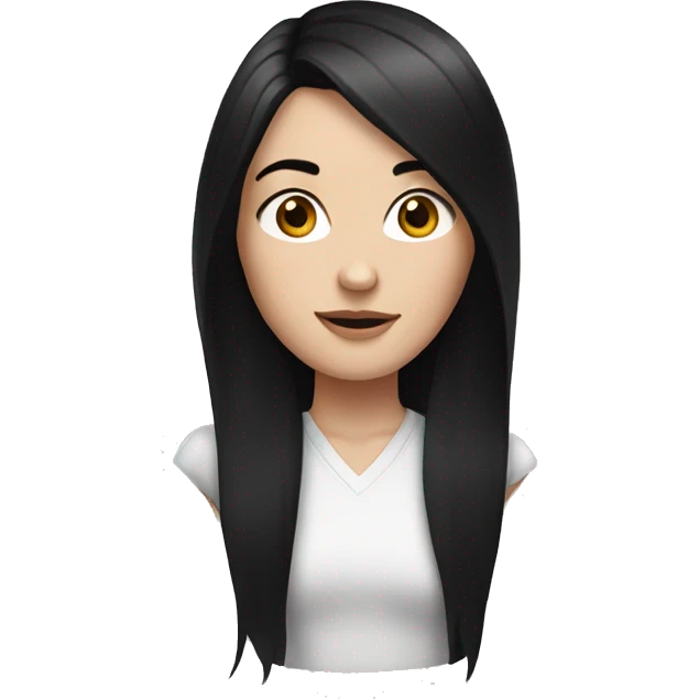 white girl with long black hair emoji