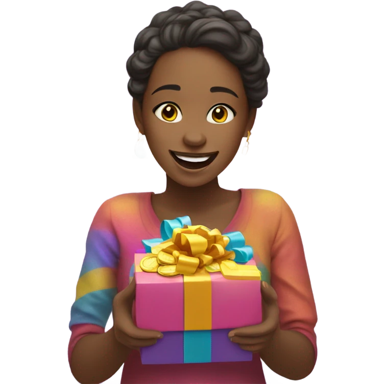 girl with gift and she get more coins emoji