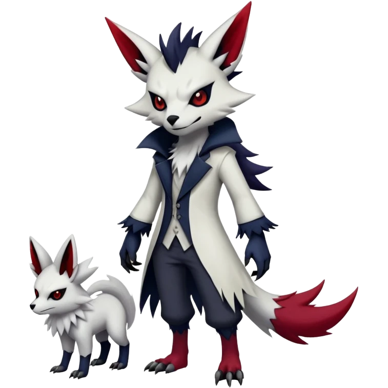 Vampiric feral gothic emo dark Zangoose-Absol-Fakémon-hybrid-creature (full body) emoji