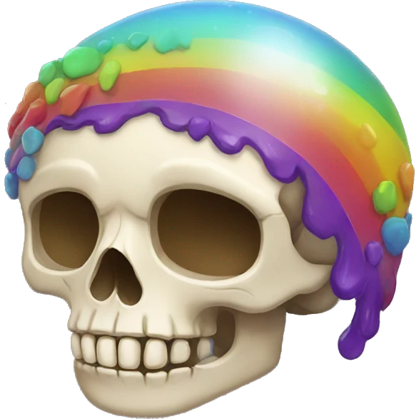 A rainbowned skull emoji