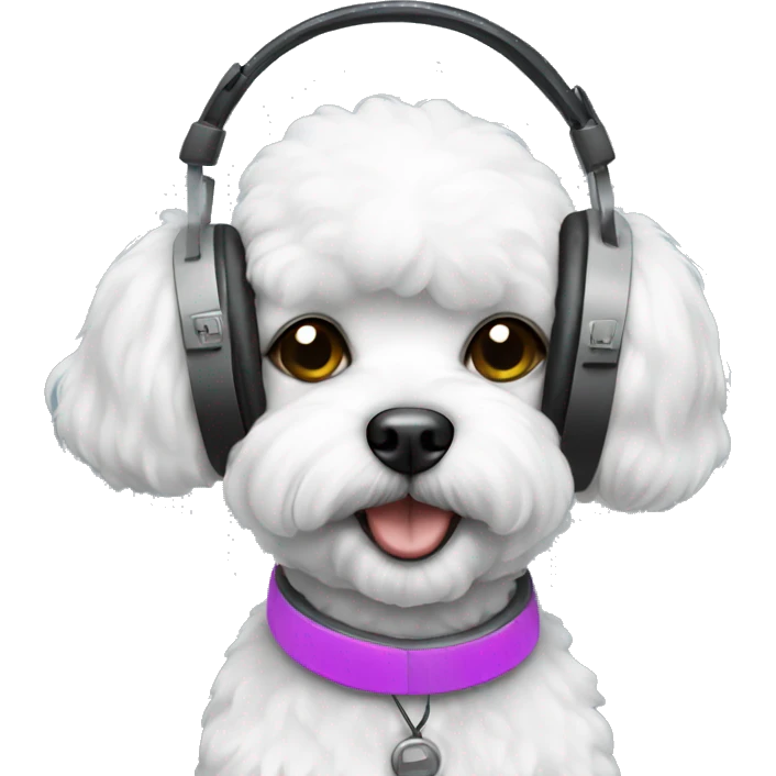 bichon wearing headphones emoji