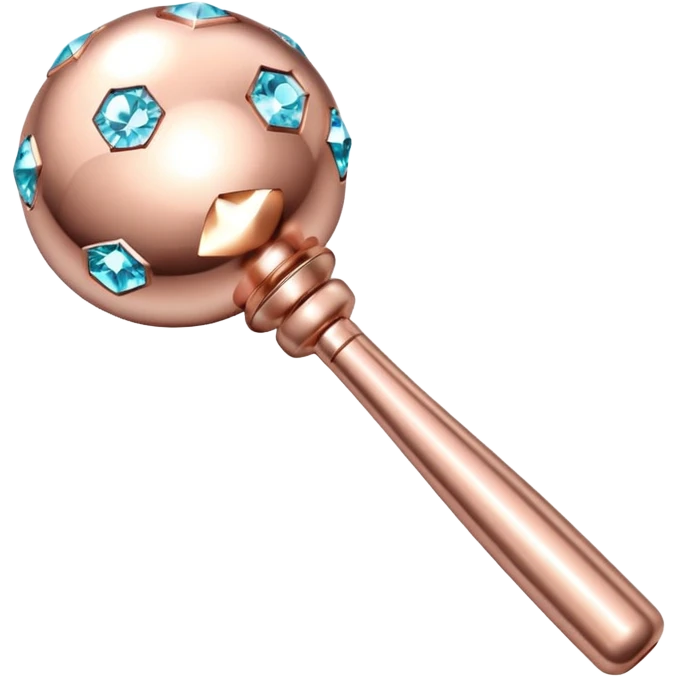 Rosegold, diamond studded baby rattle emoji