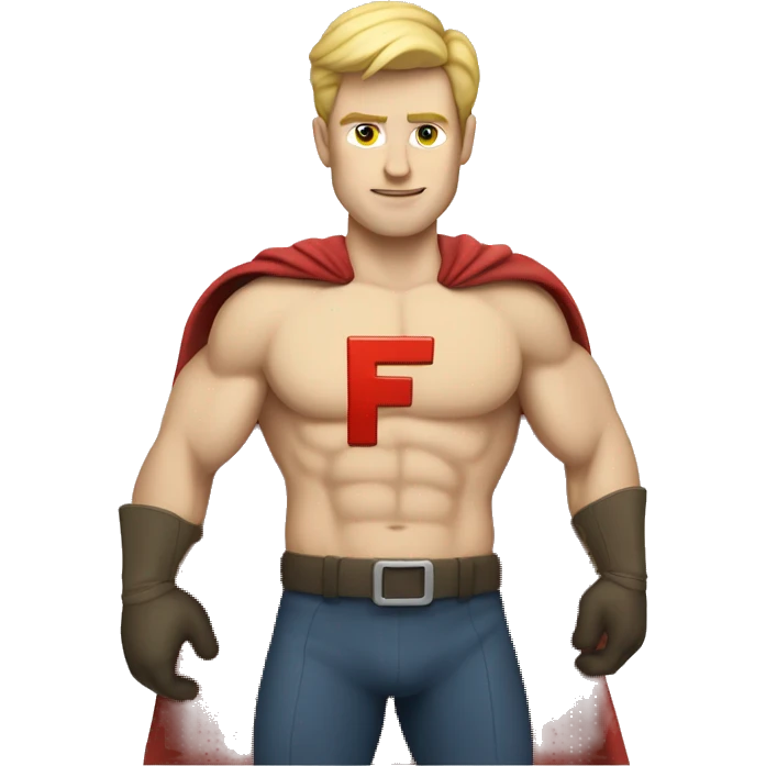 Caucasian Super hero with F on chest  emoji