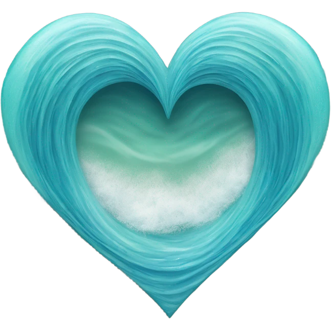  A heart-shaped wave (🌊💖) gently cresting, with soft water textures in shades of blue and teal. It symbolizes love and tranquility by the sea, ideal for expressing calm affection. emoji