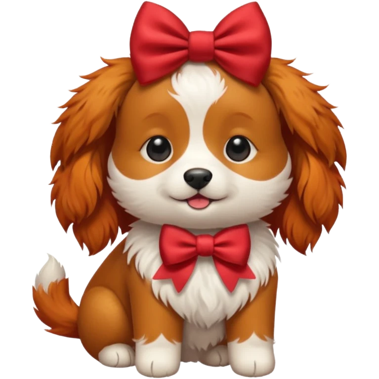 red haired dog with a bow on hair emoji