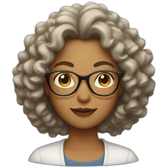 mother with long curly hair and glasses emoji