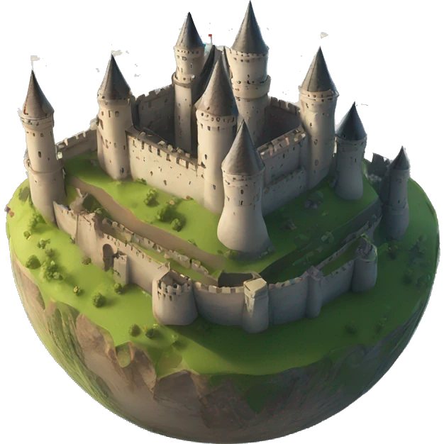 Royal Castle floating above Earth's surface  emoji