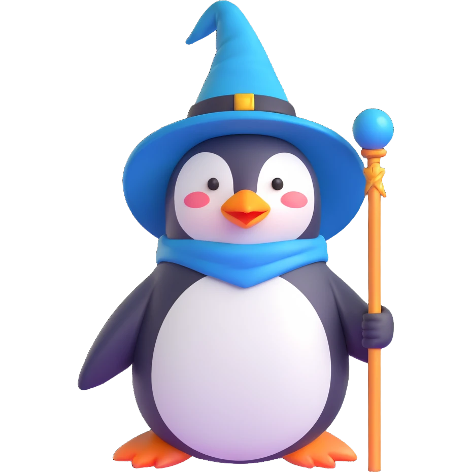 A penguin wizard emoji