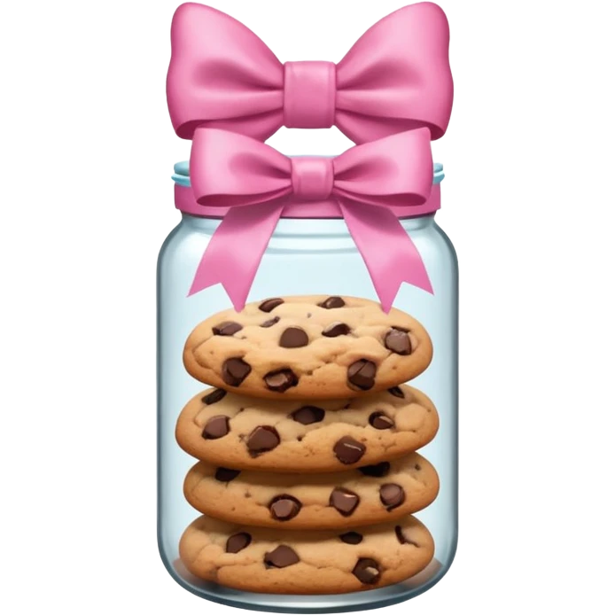 Pink jar of chocolate chip cookies with a bow  emoji