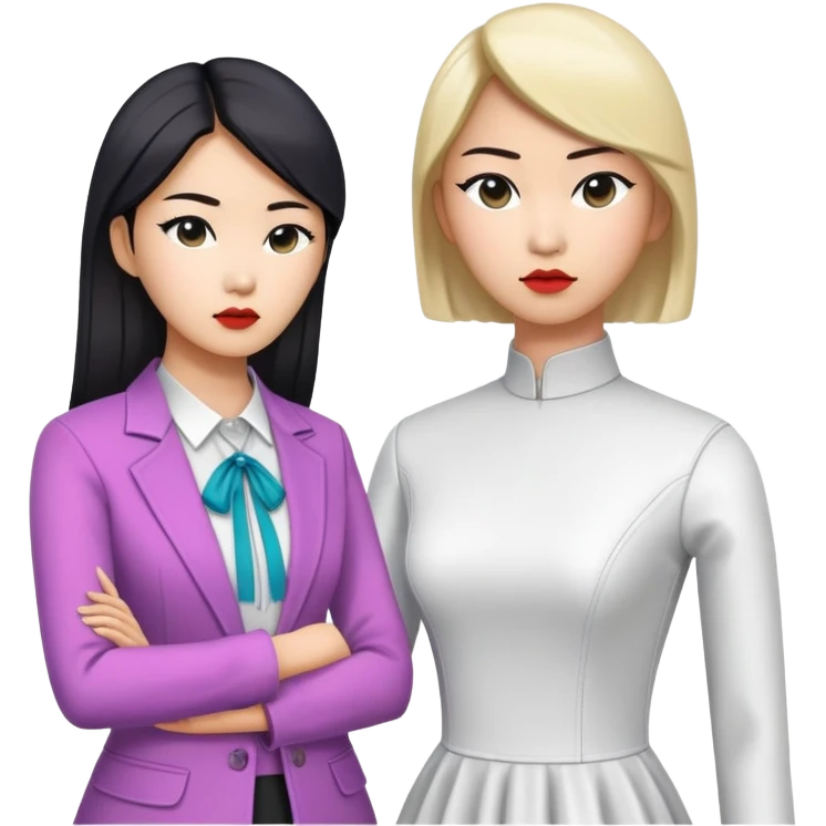 asian female clothing designer, designing kpop clothing on a mannequin emoji