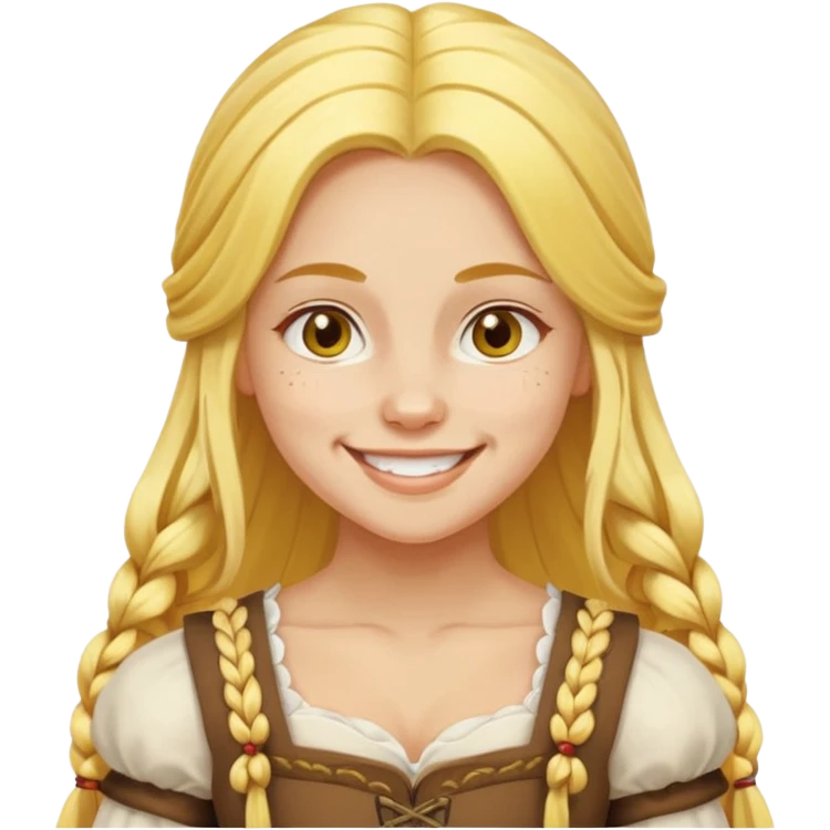 muscled girl from Poland in traditional Polish costume, long yellow hair emoji
