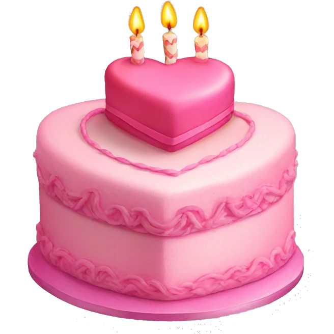 Pink heart shaped fancy birthday cake emoji