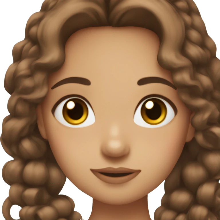Coquette aesthetic with brown hair and a bow in her hair and brown eyes emoji