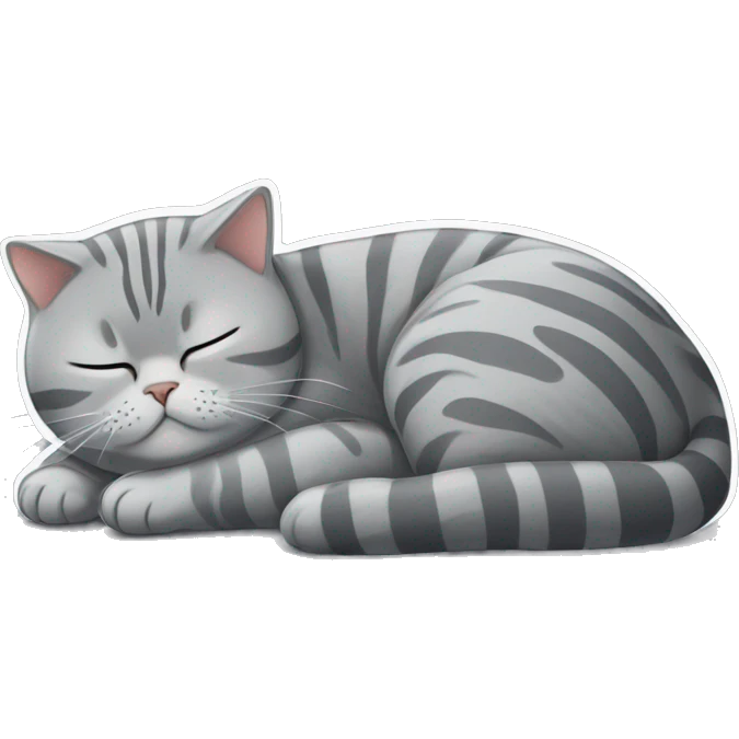 Grey striped british shorthair cat sleeping emoji