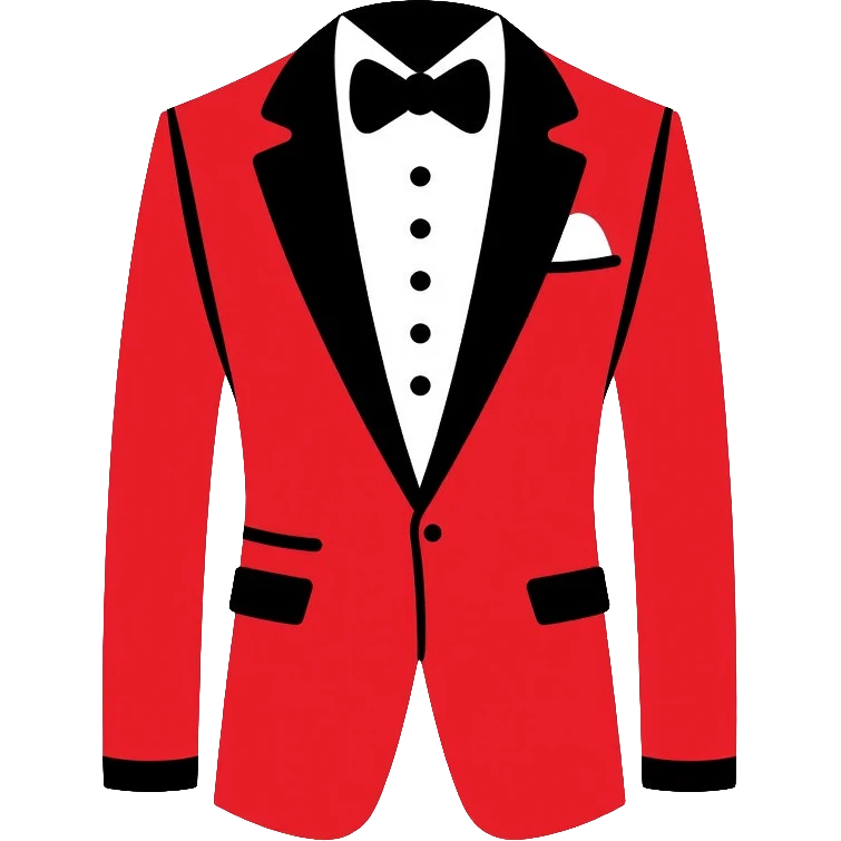 red and white formal tuxedo suit emoji